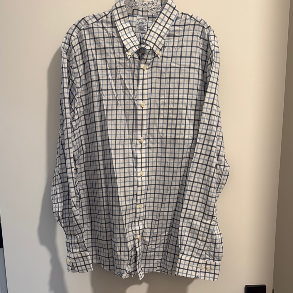 Brooks Brothers Casual Blue and White Button Down Shirt